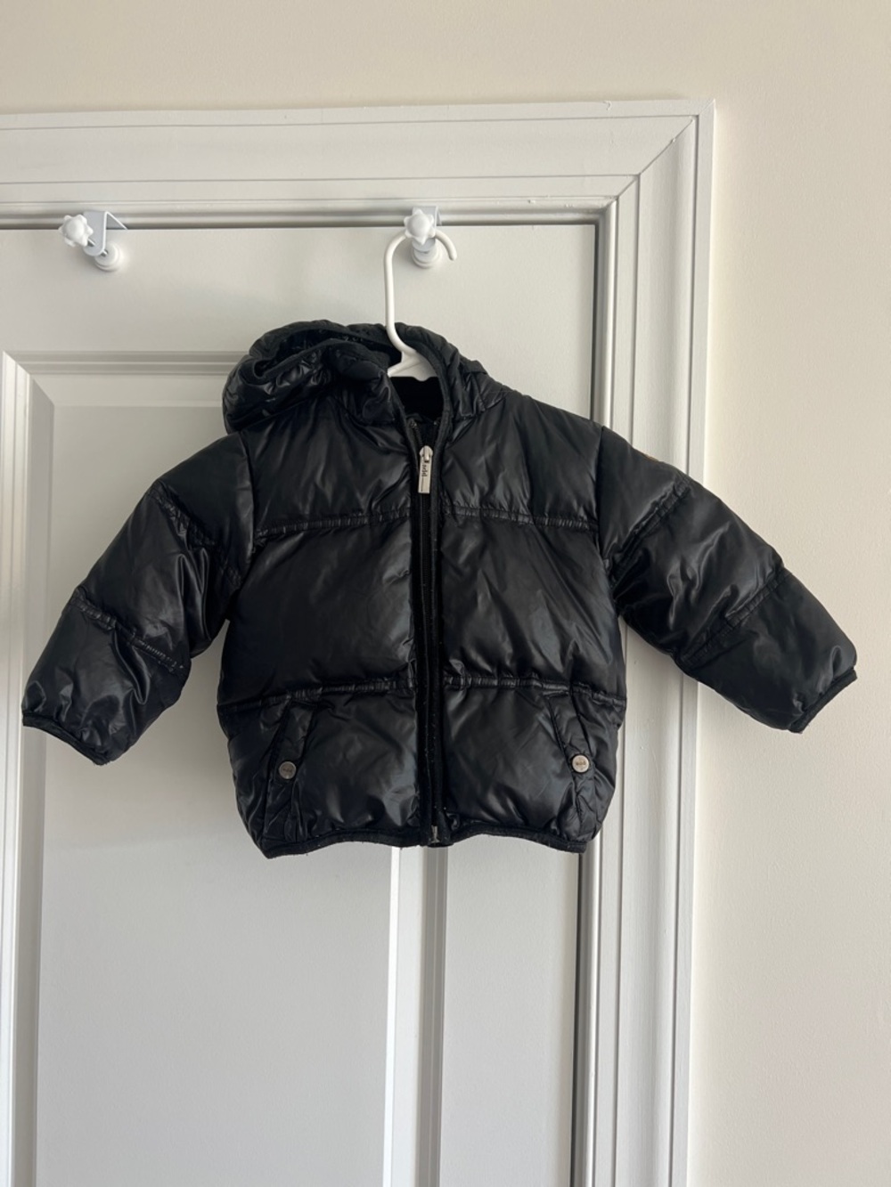 Add Kids Black Hooded Puffer Jacket 12M - Picture 1 of 5